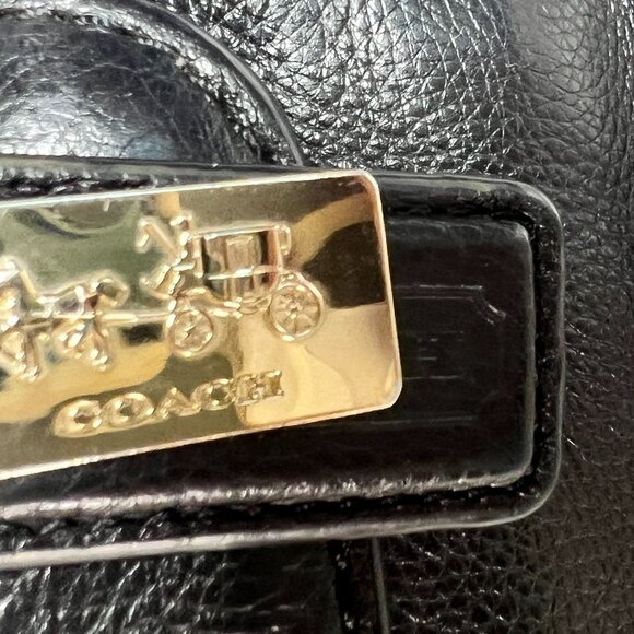 Coach Black Leather Double-Zip Satchel Cross Body Bag two Handles 2014 Madison - Picture 6 of 12